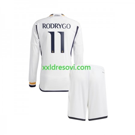Real Madrid Rodrygo Goes 11 Domaći Dječji Nogometni Dres 2023-2024 Dugim Rukavima